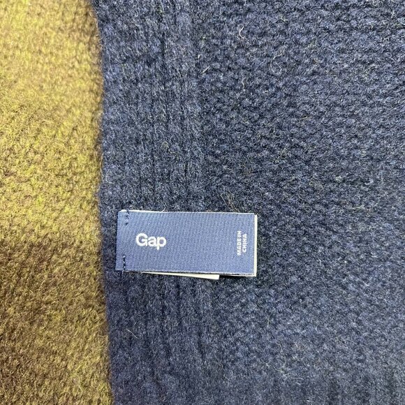 GAP Men's Lambs' Wool Nylon Blend Colorblock Scarf  Grey Green Blue - Picture 4 of 7